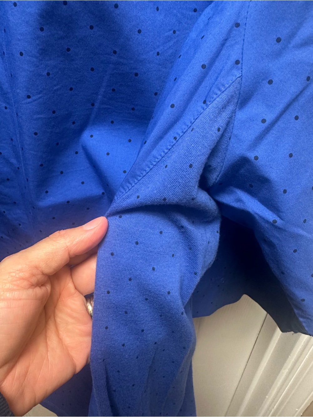 Rebecca Malone Men's Cobalt Blue Button-Down Shirt with Subtle Dot Pattern - Picture 5 of 5